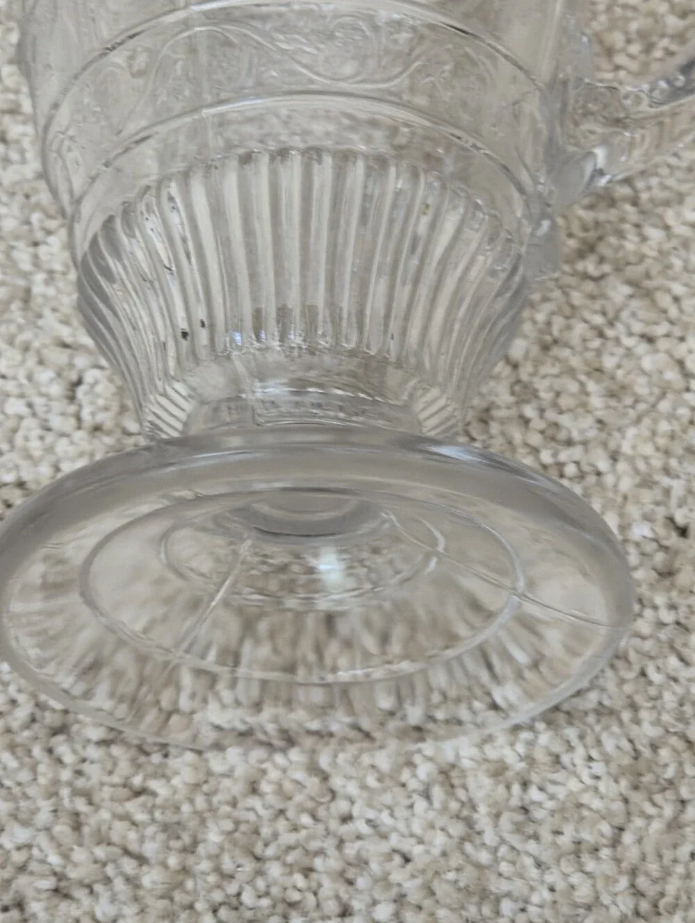 Antique Pressed Glass Pedestal Pitcher - Bryce Brothers Willow Oak